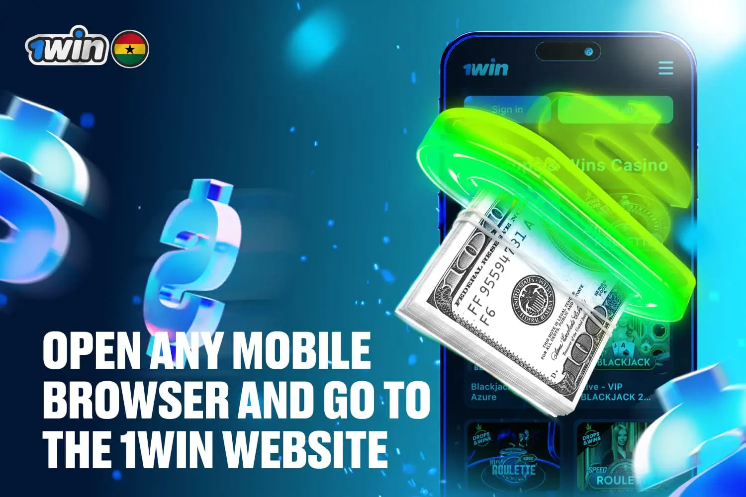 open any mobile browser and go to the 1win website