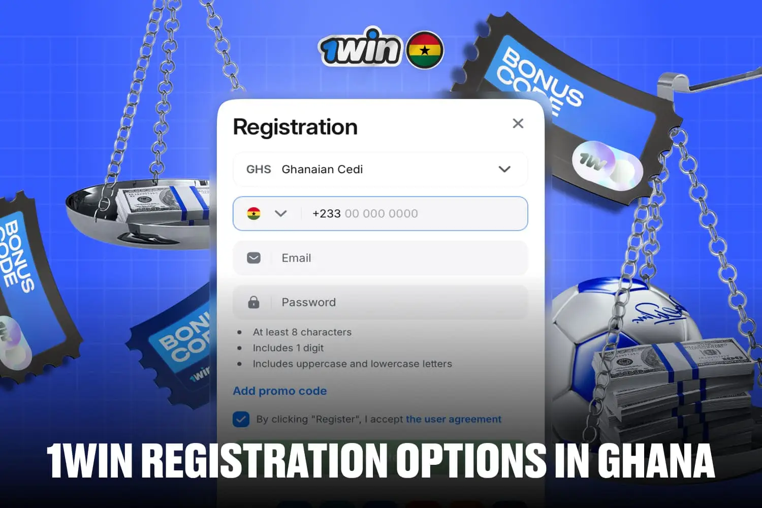 how to create a 1win account in Ghana